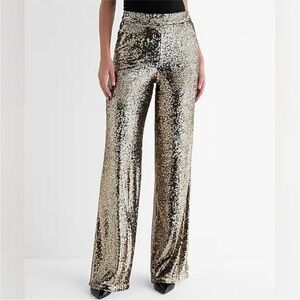 EXPRESS: High Waisted Sequin Wide Leg Trousers